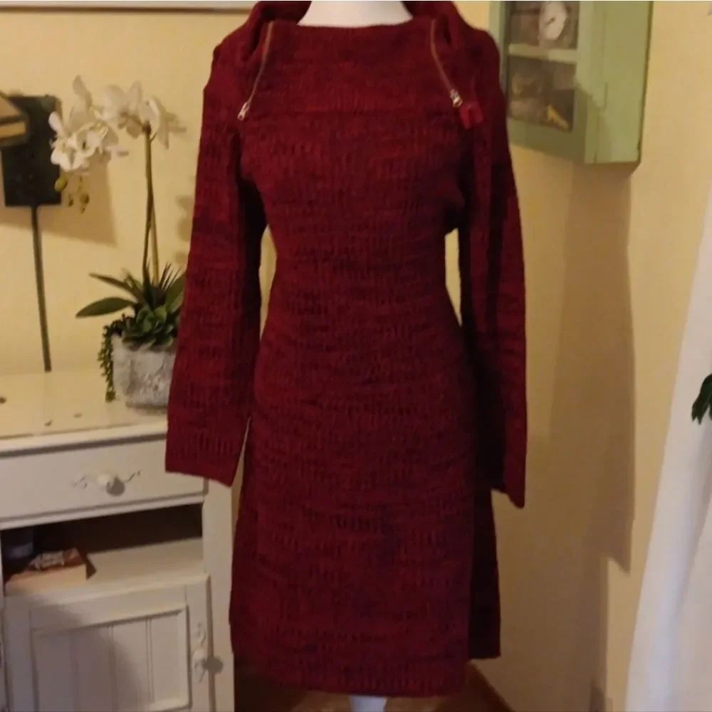 NWT Derek Heart Marled Red And Black Sweater Dress